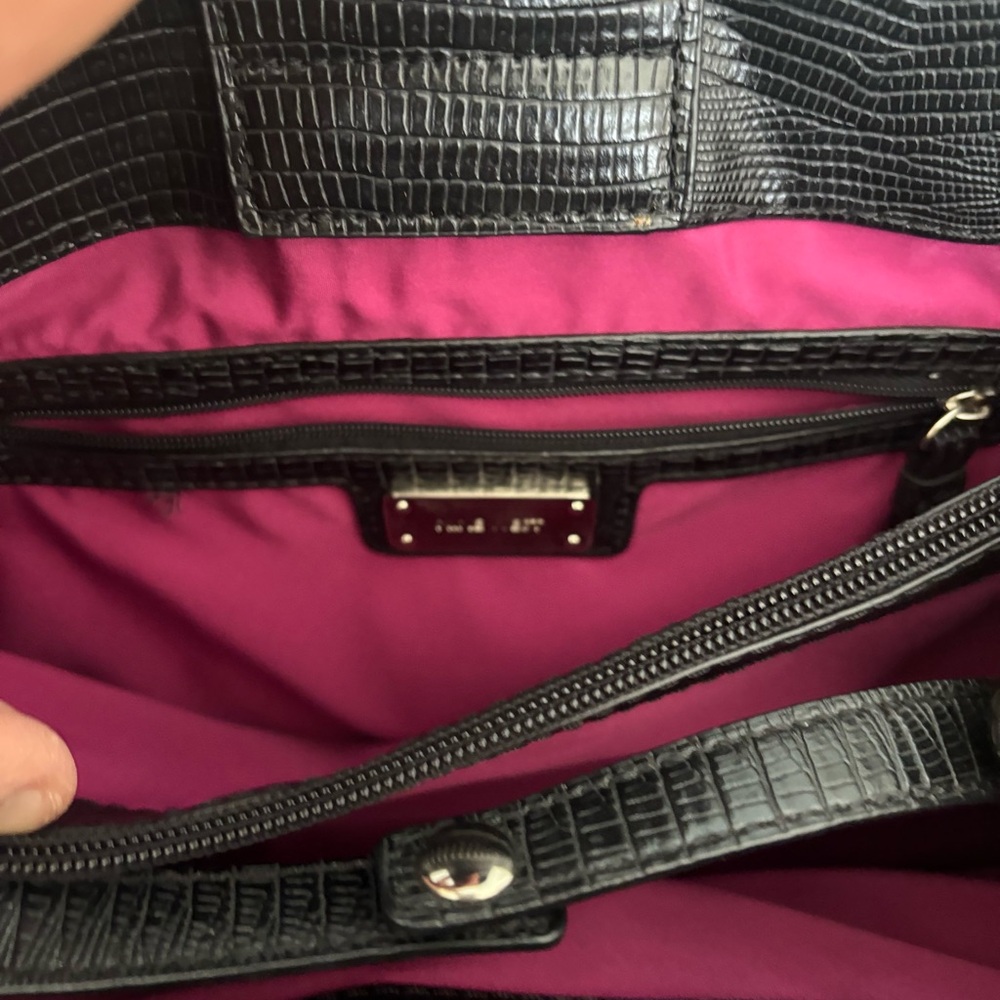 Nine West Black/Grey Textured Faux Leather Tote Handbag - Picture 9 of 15
